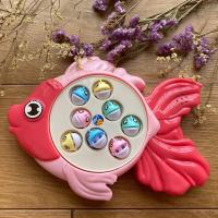 粉色小鱼旋转鱼盘(8鱼+8鳄鱼) 电池版 儿童钓鱼玩具套装电动磁性旋转音乐宝宝早教2-6岁可充电钓鱼池