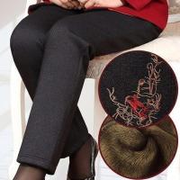 (加绒厚款)红梅绣 XL建议95-112斤 妈妈裤子秋冬直筒中老年女裤冬装棉裤加绒加厚长裤老人奶奶保暖裤