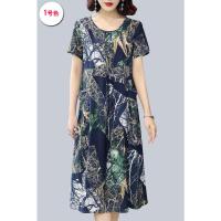 1号色 XL(参考115斤以内) 妈妈装夏季连衣裙大码显瘦中老年人棉绸睡裙过膝长裙子中年老女装