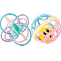 颜色随机 摇铃球+杠铃 曼哈顿手抓球婴儿玩具益智早教抓握训练宝宝0-6个月3幼儿摇铃可咬