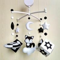 免裁剪材料包(含十字架 无支架无音乐盒 不织布布艺婴儿床铃床挂音乐盒黑白刺激视力孕妈手工材料包成品