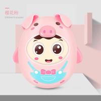 粉色不倒翁 小猪不倒翁婴儿益智玩具0-1岁音乐手摇铃鼓男女宝宝3-6-8-12个月9