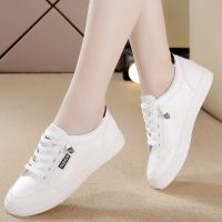 清仓小白鞋女洋气2021秋新款透气平底百搭休闲加绒保暖板鞋单鞋 白黑皮面 35