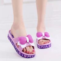 2021夏季小熊帆布鞋女学生韩版乐福鞋百搭懒人鞋女平底一脚蹬女鞋 洋红色 35