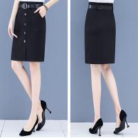 半身裙秋冬款2021新款高腰显瘦单排纽扣气质百搭包殿一步裙 黑色25款薄款 拉链款 M (80-90斤)腰围2尺