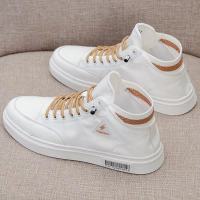 男鞋帆布高帮2021新款夏秋季男鞋小白鞋潮流韩版板鞋百搭休闲潮男 N801白驼(布面) 39