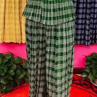 单/套装 格子套装女2021夏新款大码宽松显瘦减龄上衣阔腿裤两件套 829-单[绿色裤] 4XL [建议160-180斤