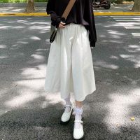 Moses Queen 韩版宽松百搭气质学院风显瘦简约白色高腰半身裙女潮 白色 M