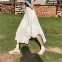 2021夏季新款白色半身裙女设计感小众法式复古不规则裙子ins风潮 单纯白 L