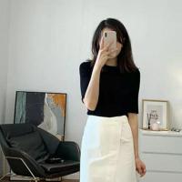 欧洲站时髦炸街半身裙套装女夏小个子显高显瘦气质御姐职业两件套 黑色短袖 S 建议75-95