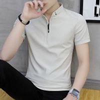 2021新款夏季男士带领POLO衫短袖T恤男装衬衫领半截袖男半袖夏装 001卡其 M 80-100斤