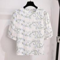 大码女装200斤胖妹妹夏季套装女显瘦遮肉法式短袖半身裙两件套潮 上衣 M 建议80-100斤