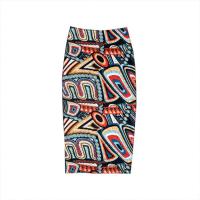 韩版民族风印花包臀裙中长款过膝后开叉一步裙修身显瘦半身裙女裙 29#红砖色 S码建议95以下