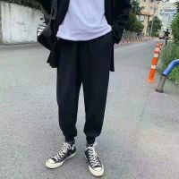 工装裤男直筒宽松阔腿夏季薄款港风ins潮牌痞帅港风休闲九分裤子 黑色缩脚裤 S