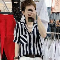 欧洲站2022夏季新款韩版女装宽松显瘦短袖棉麻衬衫百搭半袖衬衣潮 黑色 M [建议90-105斤左右]