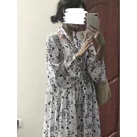 2022秋冬显白碎花长裙小个子温柔风超仙气质显瘦炸街连衣裙女ins 白色 S