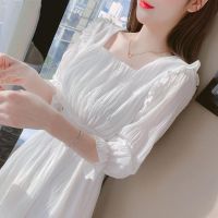 早春款雪纺连衣裙子女装春装2022年新款潮小个子气质显瘦仙女裙夏 白色 S