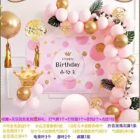 生日气球装饰场景布置宝宝周岁儿童生日会场布置男孩女孩生日布置 baby主题原生日套餐 马卡龙彩虹气球[50个]