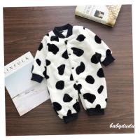 婴儿连体衣冬季加厚秋装外出宝宝哈衣保暖睡衣秋冬法兰绒秋冬款 奶牛(哈衣) 59cm(S码)