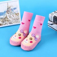婴儿鞋袜男宝宝女学步袜子鞋儿童地板袜防滑袜套1岁软底秋冬加厚 [CT]爱心兔子粉色 底长11cm(建议0-4个月)