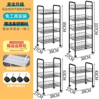 蔬菜架水果菜篮子厨房置物架移动收纳架储物架整理多层小推车带轮 黑色 一层无轮