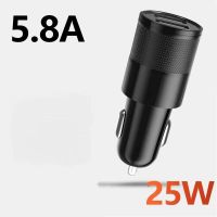 车载充电器超级快充点烟器转换接头转换器一拖二汽车用品大全 [车充]智能芯片-安全输出-无数据线 5.8A[黑]双拼款