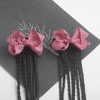 儿童发饰麻花辫假发发夹可爱公主秋冬外套配饰小女孩摄影造型头饰 红色1 一对价