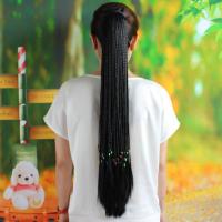 TT雷鬼hiphop带脏辫帽子假发男女短发嘻哈街头麻花辫可扎马尾长直 黑色假发 绑带式50cm 约25根辫子