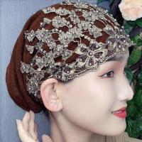 春夏新款穆斯回族帽子透气包头帽休闲钉珠花边帽妈妈帽遮发套头 深咖色 一个装