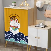 鞋柜帘橱柜门帘厨房遮挡帘魔术贴挡灰防尘防水布帘子免打孔短门帘 招财进宝[免打孔送魔术贴] 宽40x高70cm