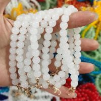 20串配件珍珠链挂手机包包挂玩偶饰品DIY玻璃仿珍珠手珠链小302扣 白玉金扣 20个