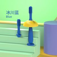 两只老虎宝宝硅胶软毛训练牙刷0-3岁婴儿专用清洁牙胶护齿乳牙刷 冰川蓝[云感硅胶刷头*2]