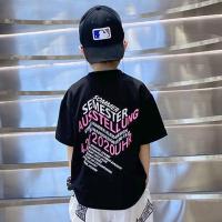 中大男童夏季套装2021新款洋气夏装韩版T恤儿童宽松休闲防蚊裤潮7 黑色短袖 110 建议身高110厘米左右