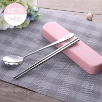 大学大一新生开学宿舍神器住宿住校用品女生厨房用具小百货男 北欧粉2件套(筷勺+盒)