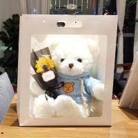 小熊公仔玩偶娃娃毛绒玩具送闺蜜生日礼物女生情人节姐妹同学闺蜜 白熊蓝卫 30厘米熊[只有熊一个]