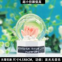 绿植水晶球情人节送女朋友生日礼物女生少女心水晶球小摆件儿童女 迷你绿植系列-粉色多肉 出厂包装+代写贺卡