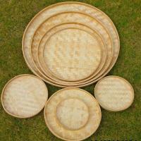 竹编制品竹编盘竹编圆形簸箕无孔竹筛子竹匾托盘幼儿园绘画装饰筐 竹黄无孔13厘米