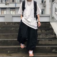 西米克 工装裤裤子女宽松显瘦日系复古裤子灯笼裤宽松男女款同款 黑色 收藏店铺优先发货哦 M