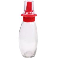 带硅胶刷头玻璃油壸耐高温油刷子厨房烙饼烧烤刷两用家用装油瓶 红色