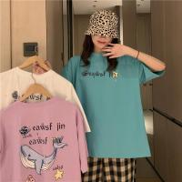 2022韩版学院风盐系日系学生短袖t恤女宽松ins原宿风上衣半袖体恤 紫色 4XL