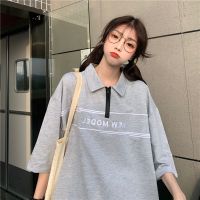 日系polo衫潮牌hiphop炸街短袖t恤女宽松韩版ins潮原宿风半袖上衣 888#灰色 4XL