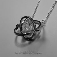 发条家!能折叠转动玩!时光时间转换器 沙漏 项链 银色