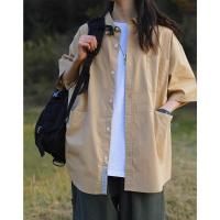 日系ins潮流复古工装直筒阔腿裤学生男女宽松百搭休闲宽松长裤子 卡其色外搭 衬衣外搭 S 收藏店铺优先发货