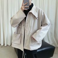 港风复古灯芯绒棒球服外套男情侣学生韩版宽松百搭潮流帅气夹克衫 杏色[5523纯色] S 建议95斤内