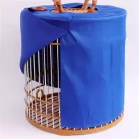 圆形笼罩衣八哥圆笼套保暖防风鸟笼布鸟笼笼衣画眉鸟笼布笼罩鸟罩 蓝色单层无拉链直径32高31