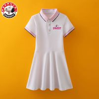史努比女童连衣裙夏季新款小女孩公主裙中大童时尚洋气韩版A字裙 白色 120