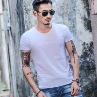 中国风清朝官服皇帝龙袍衣服男士夏装印花短袖T恤大码半袖上衣潮 白色短袖t恤 L