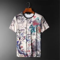 特大码260斤短袖T恤男社会精神小伙龙印花冰丝上衣夏季胖子半袖潮 177 M