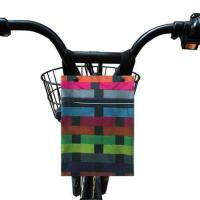 电动车挂包挂兜电瓶车收纳袋前置挂包摩托车储物兜自行车单车挂袋 帆布七彩格子