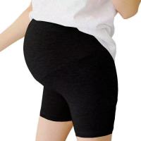 孕妇哺乳连衣裙宽松大码短袖中长款孕妇裙碎花外出时尚夏天喂奶裙 安全裤黑色[可调节] M码[建议85-110斤]